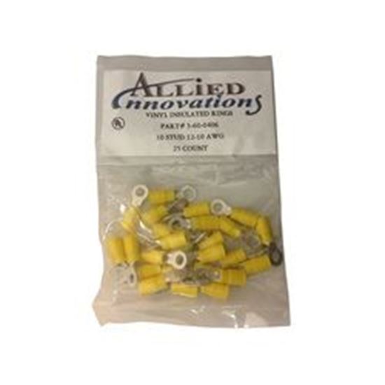 Picture of Wire terminal ring - #12-10 - 10 stud - yellow (25/bag)-rv10y