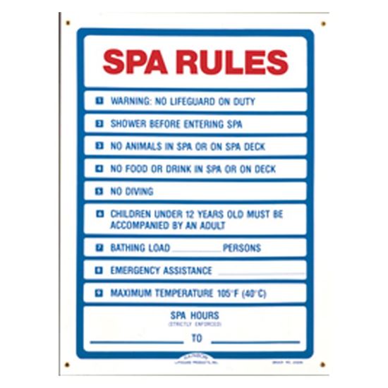 Picture of Spa Rules Sign Fla 6Pk 18x24 Two Color R230300