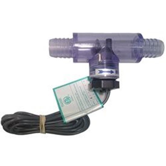 Picture of Flow switch mounted in transparent tee fitting, 3/4' barbed, box end 
