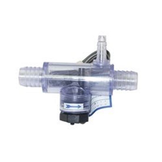 Picture of Flow switch mounted in transparent tee fitting 3/8' nipple 6560-860