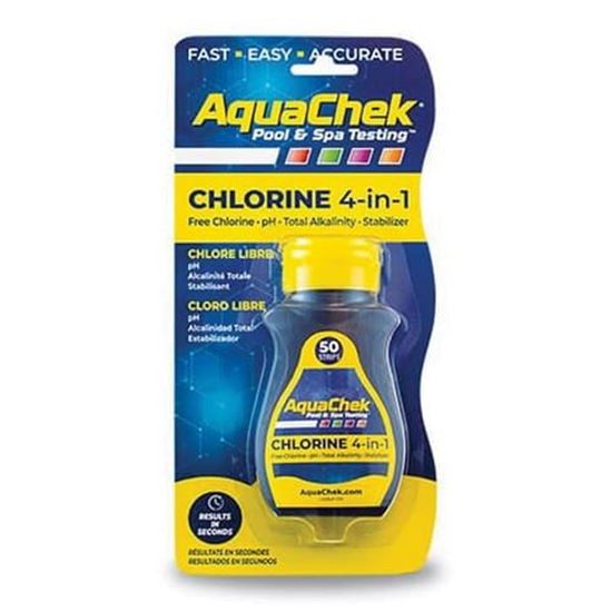 Picture of AquaChek Yellow 4-in-1 Chlorine Test Strips 50 Strips per Bottle | 511244A